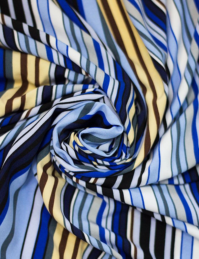 Ткань  Ниагара Мульти-Полоска диз.023 col.2, голубой+желтый+синий