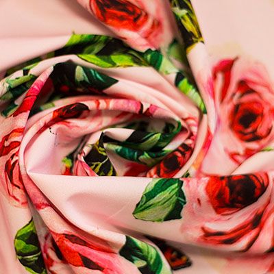Ткань Шелк Супер Софт Розы на пудре