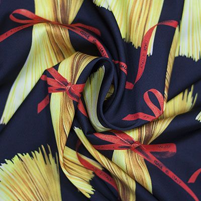 Ткань  Искусственный шелк макароны на чёрном