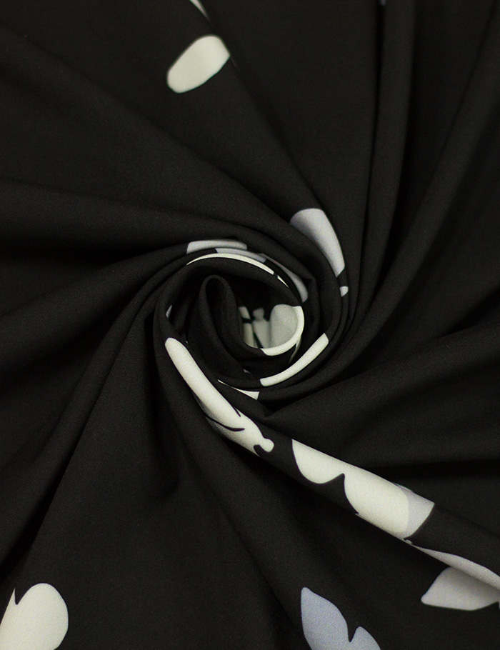 Ткань Шелк Супер Софт Бабочки серые на черном