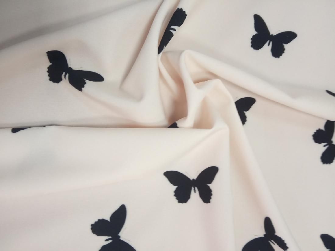 Ткань Шелк Супер Софт Бабочки на ваниле